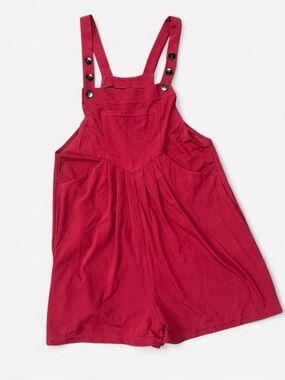HALARA Red Knit Pinafore Romper